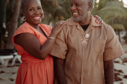 photoshoot sint maarten couple smiling at simpson bay beach
